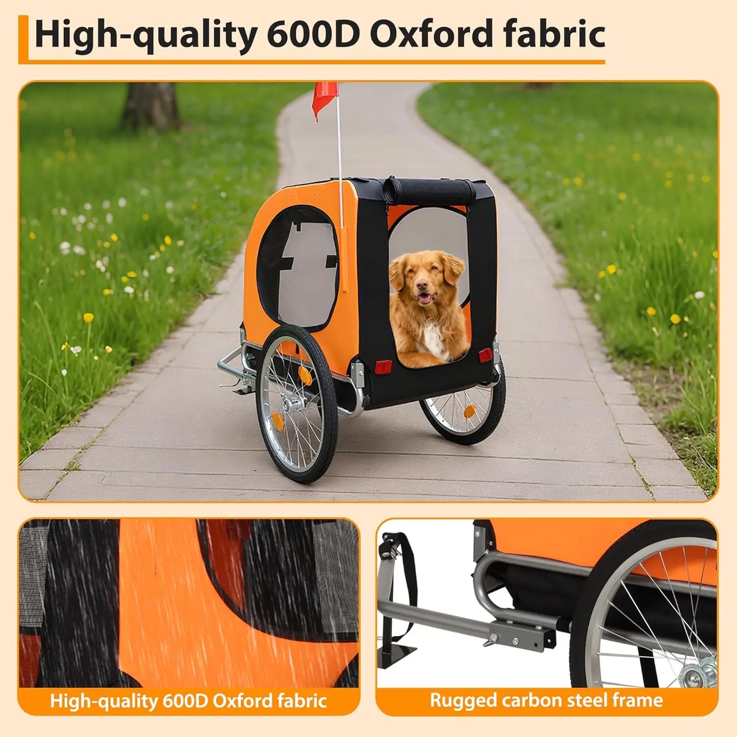 Twister Ck Foldable Dog Bike Trailer With Reliable Wheel Coupler