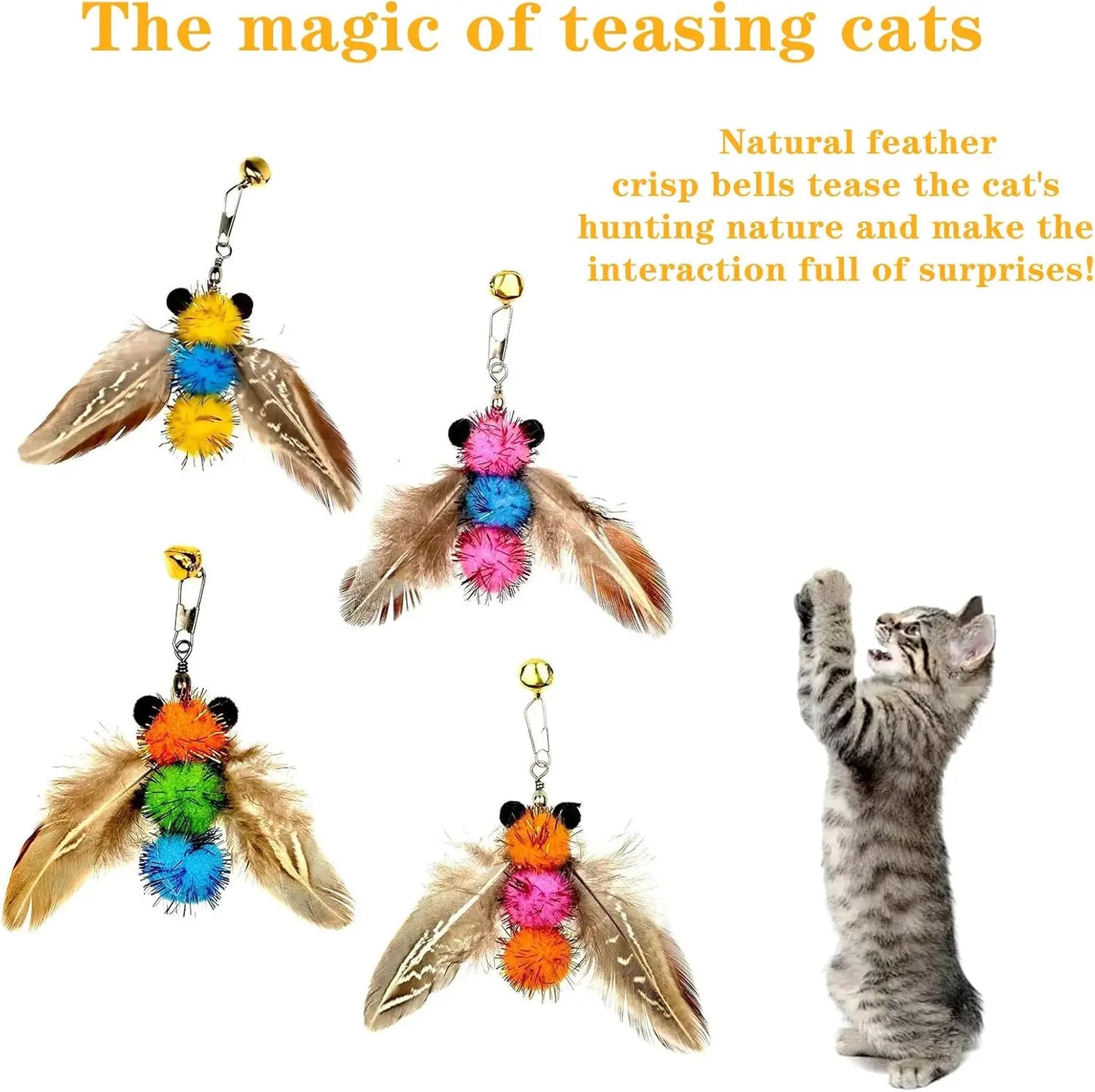 Cat Feather Toy Refill Set With Interactive Wand Attachments