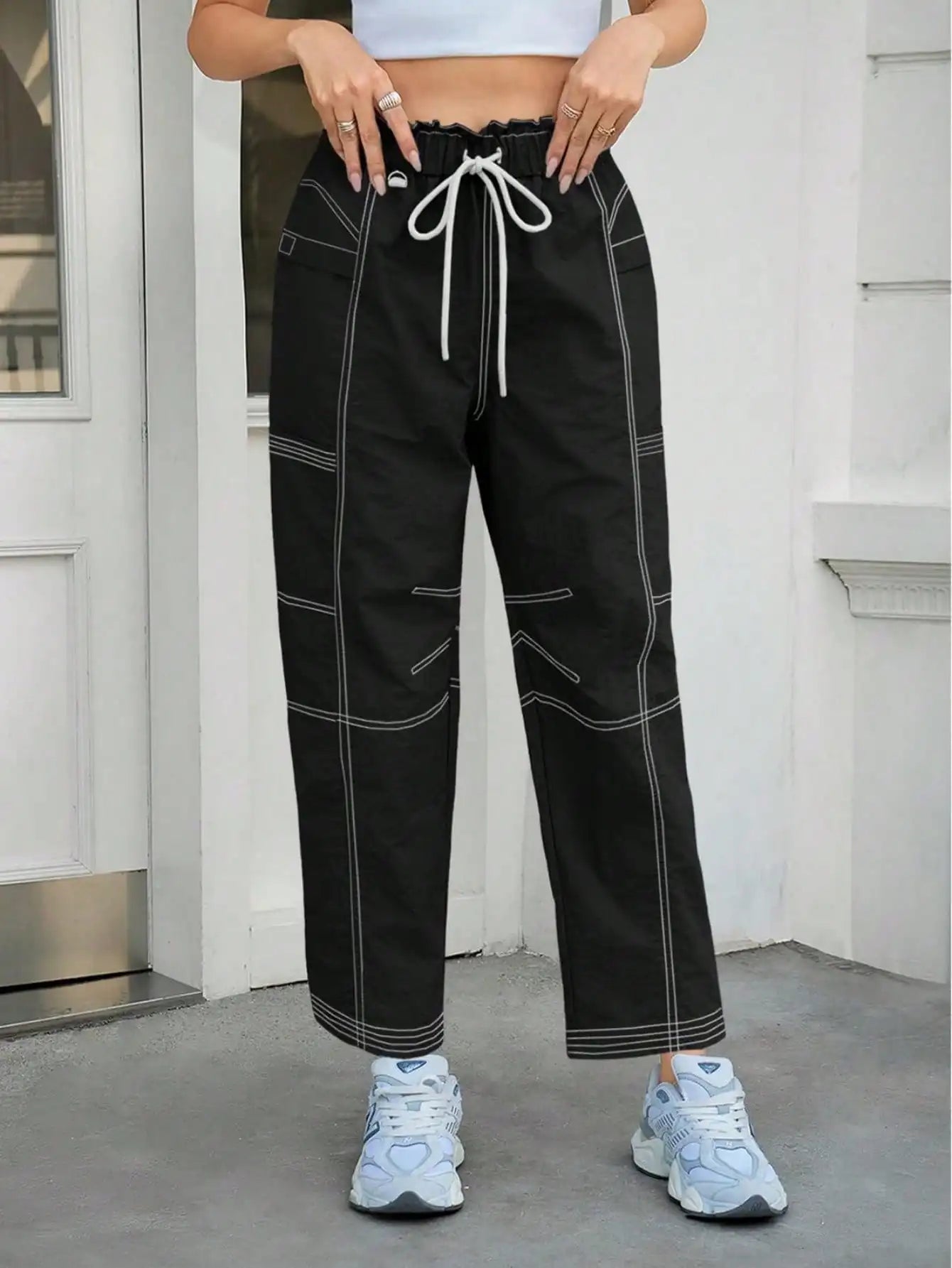 Fisoew Women's Baggy Cargo Joggers With Pockets For Casual Streetwear