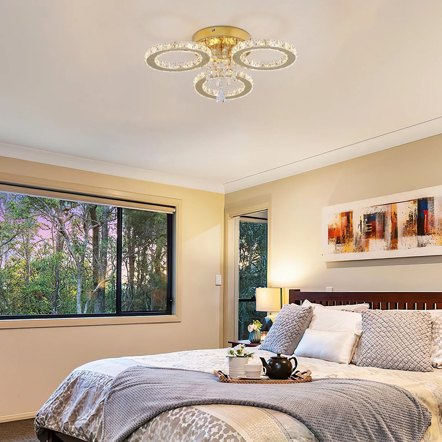 VETRULUS Led Crystal Chandelier Ceiling Light For Living Room