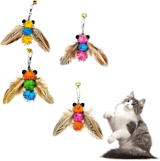 Cat Feather Toy Refill Set With Interactive Wand Attachments