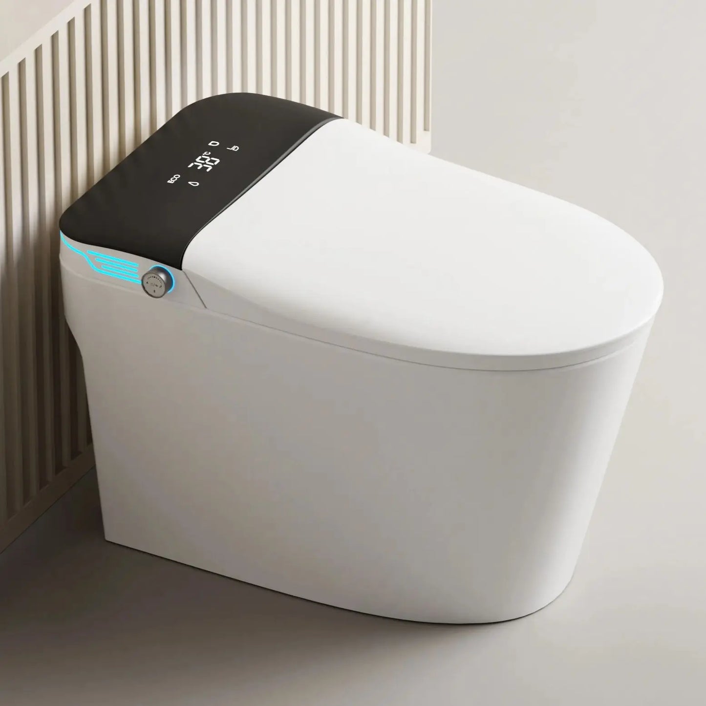 Elongated Smart Toilet with Bidet Built in, Foam Dispenser, Voice Control, One-Piece Bidet Toilet with Warm Water and Dryer