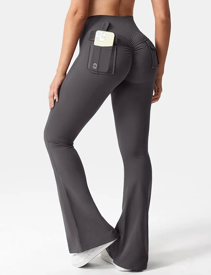 Women's High Waist Cargo Pocket Yoga Running Tights