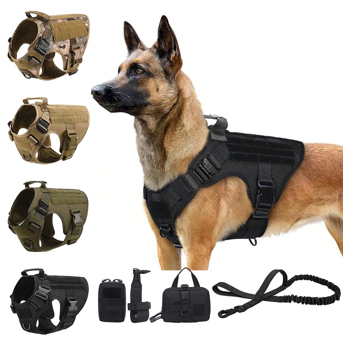 Padded Tactical Dog Harness With Molle Loops And Quick Release
