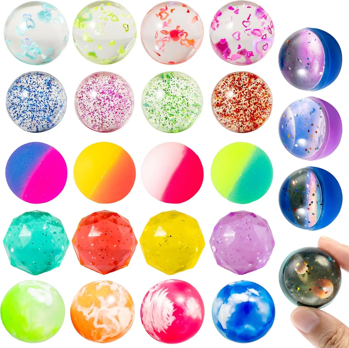 Joyfy 24 Pack Multistyle Bouncy Balls 6 Styles Party Favors