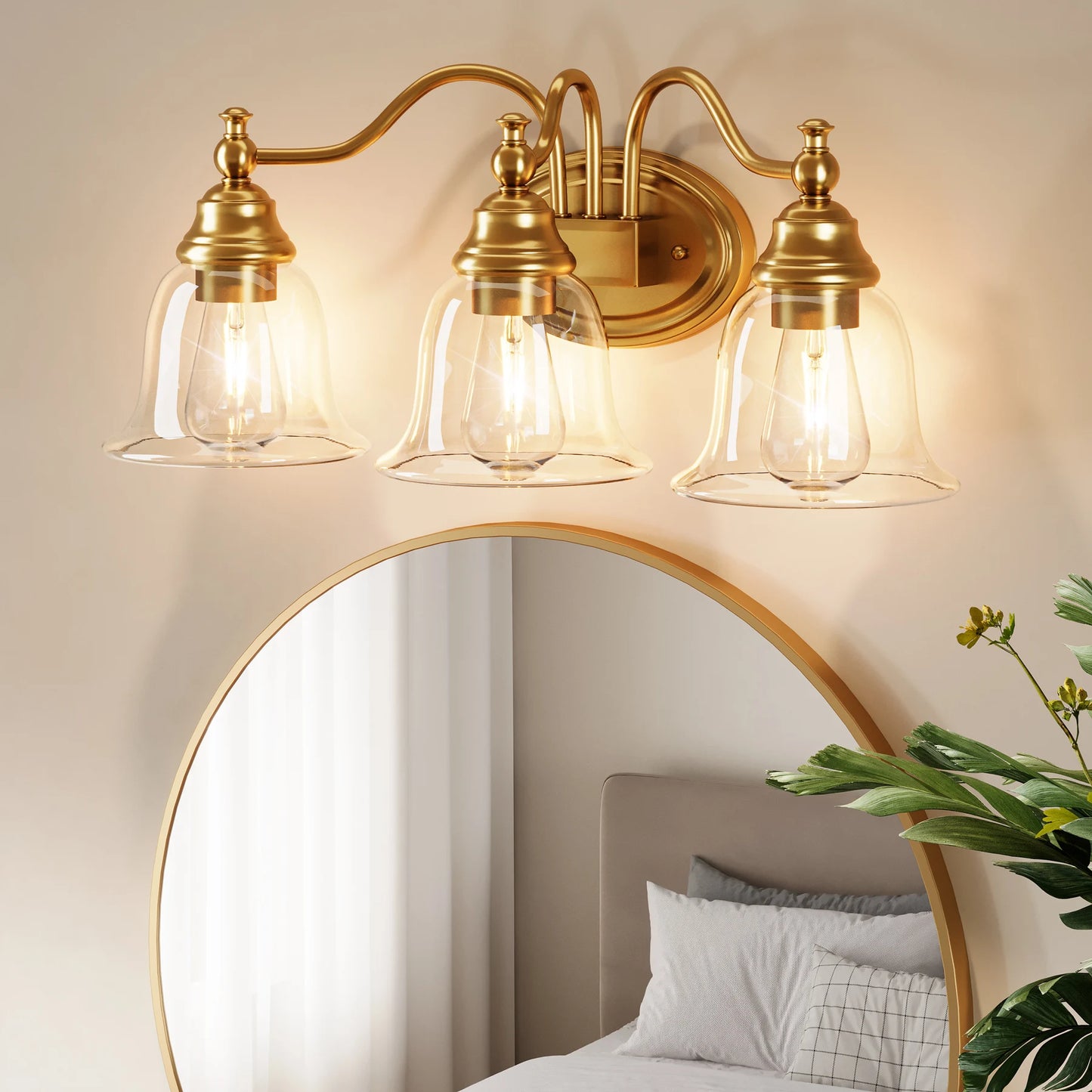 Tribesigns 3 Light Vanity Bathroom Fixture With Clear Glass Shades