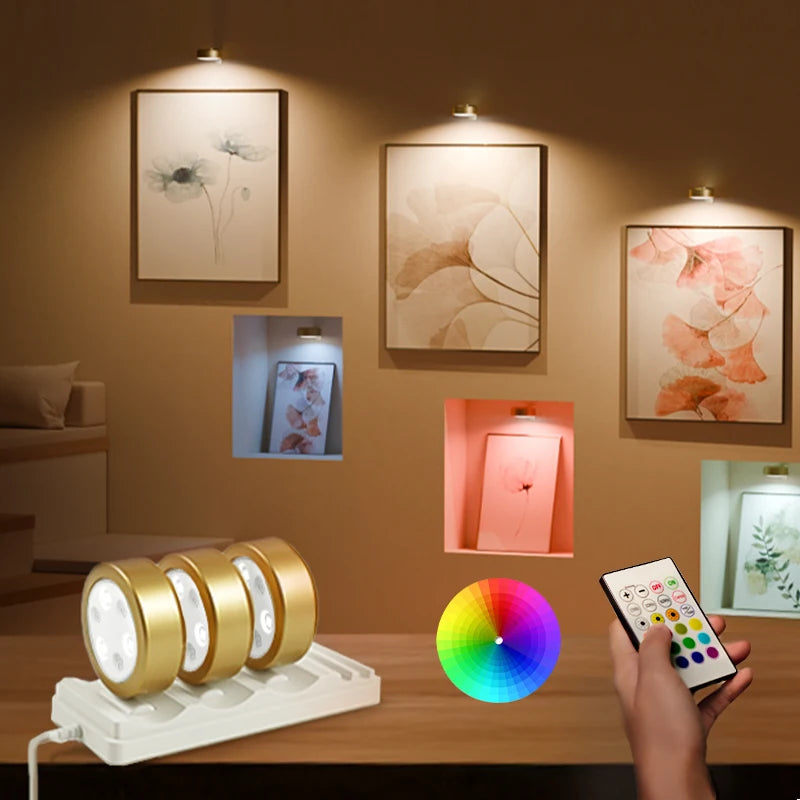 Rechargeable Picture Lights For Wall With Remote Dim And RGB