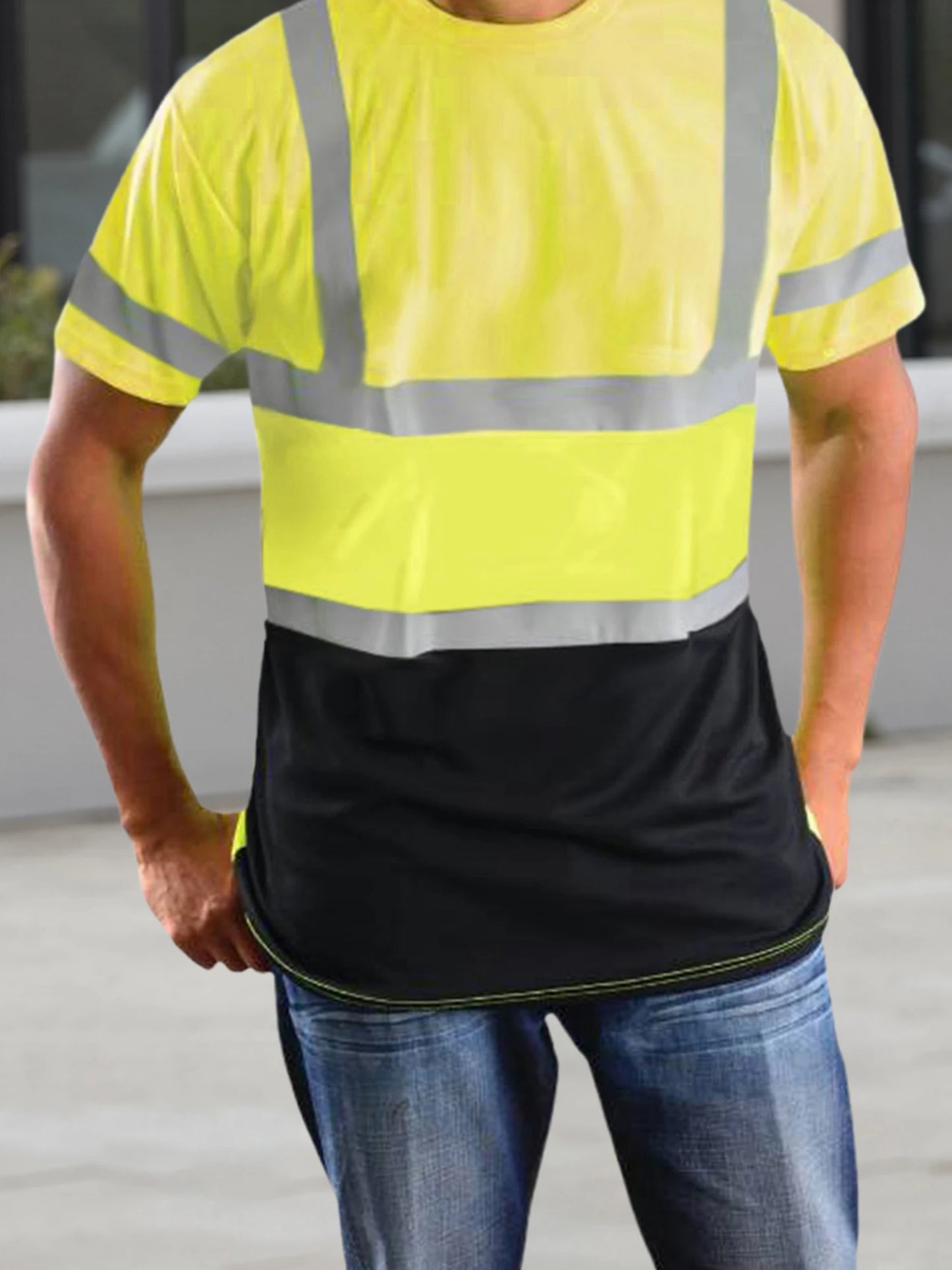 Men's Reflective Hi Vis Short Sleeve Safety Tee With Pocket