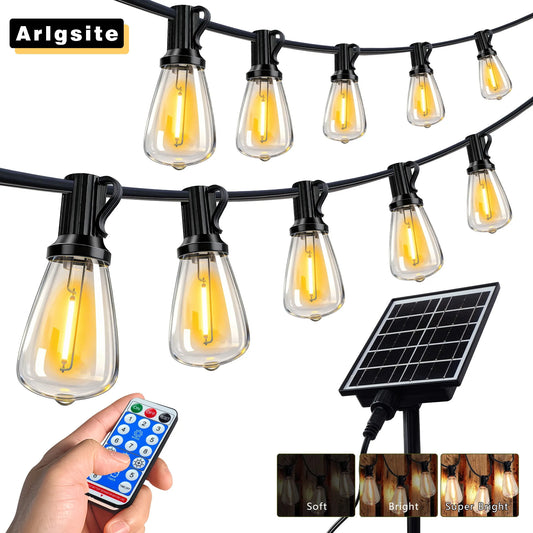 ARLGSITE Solar Outdoor LED String Lights IP65 Waterproof Patio
