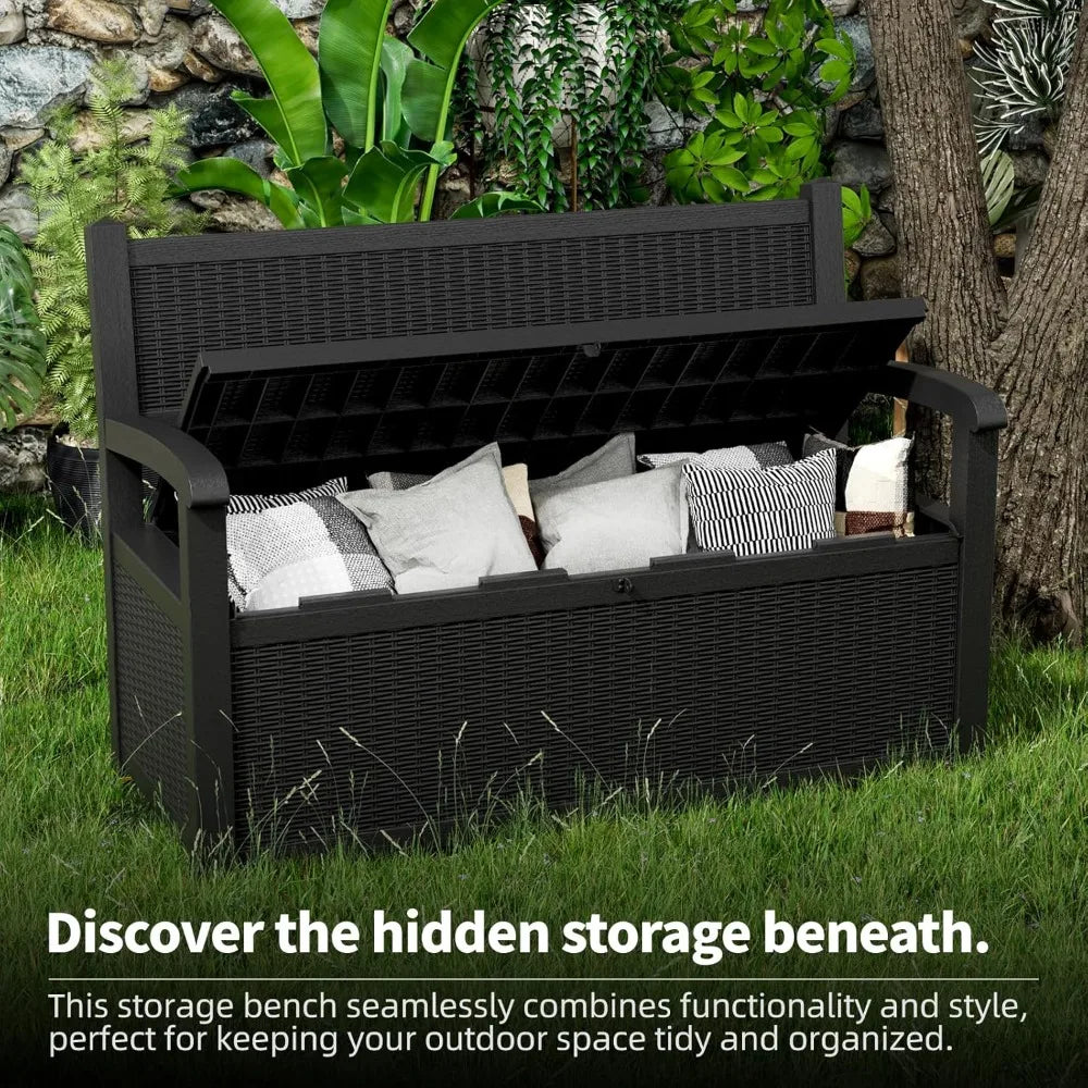 Outdoor Storage Bench Deck Box Waterproof Lockable For Patio