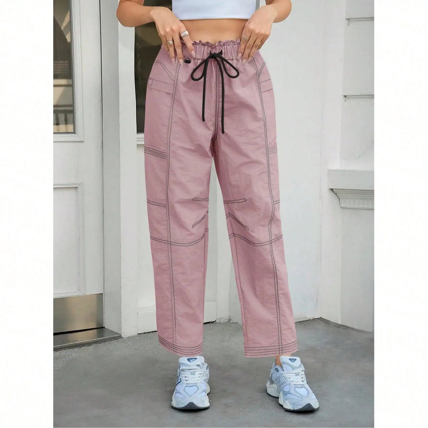 Fisoew Women's Baggy Cargo Joggers With Pockets For Casual Streetwear