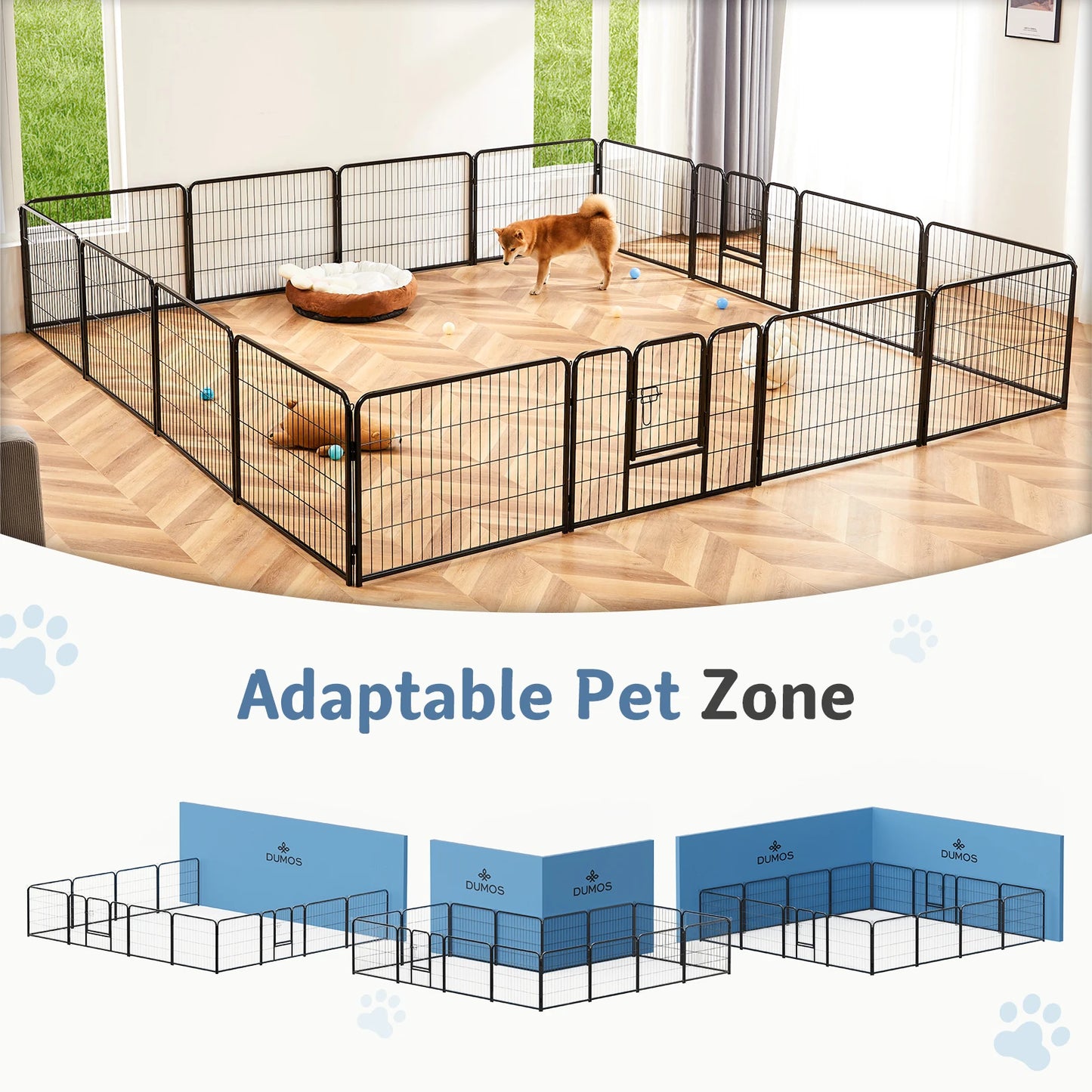 JHK Foldable Sturdy Metal Dog Playpen For Indoor Outdoor