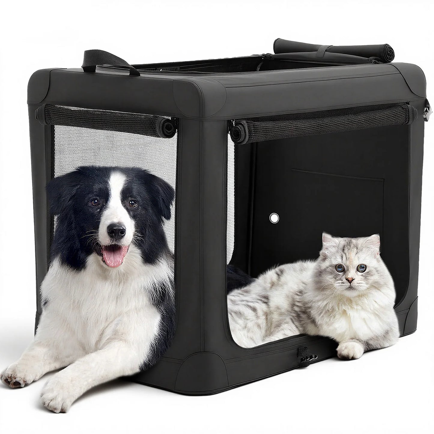 JHK Portable Foldable Soft Dog Crate With Three Doors