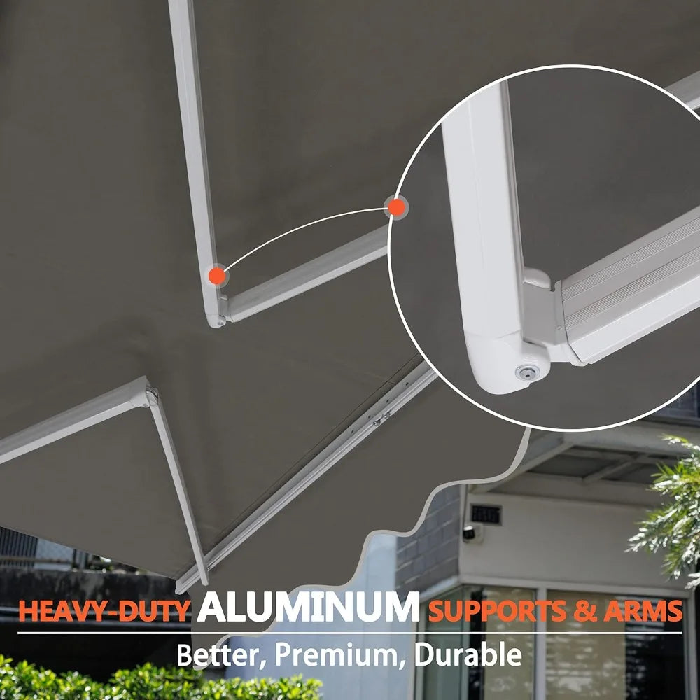 NONECN Manual Retractable Outdoor Patio Awning With Canopy