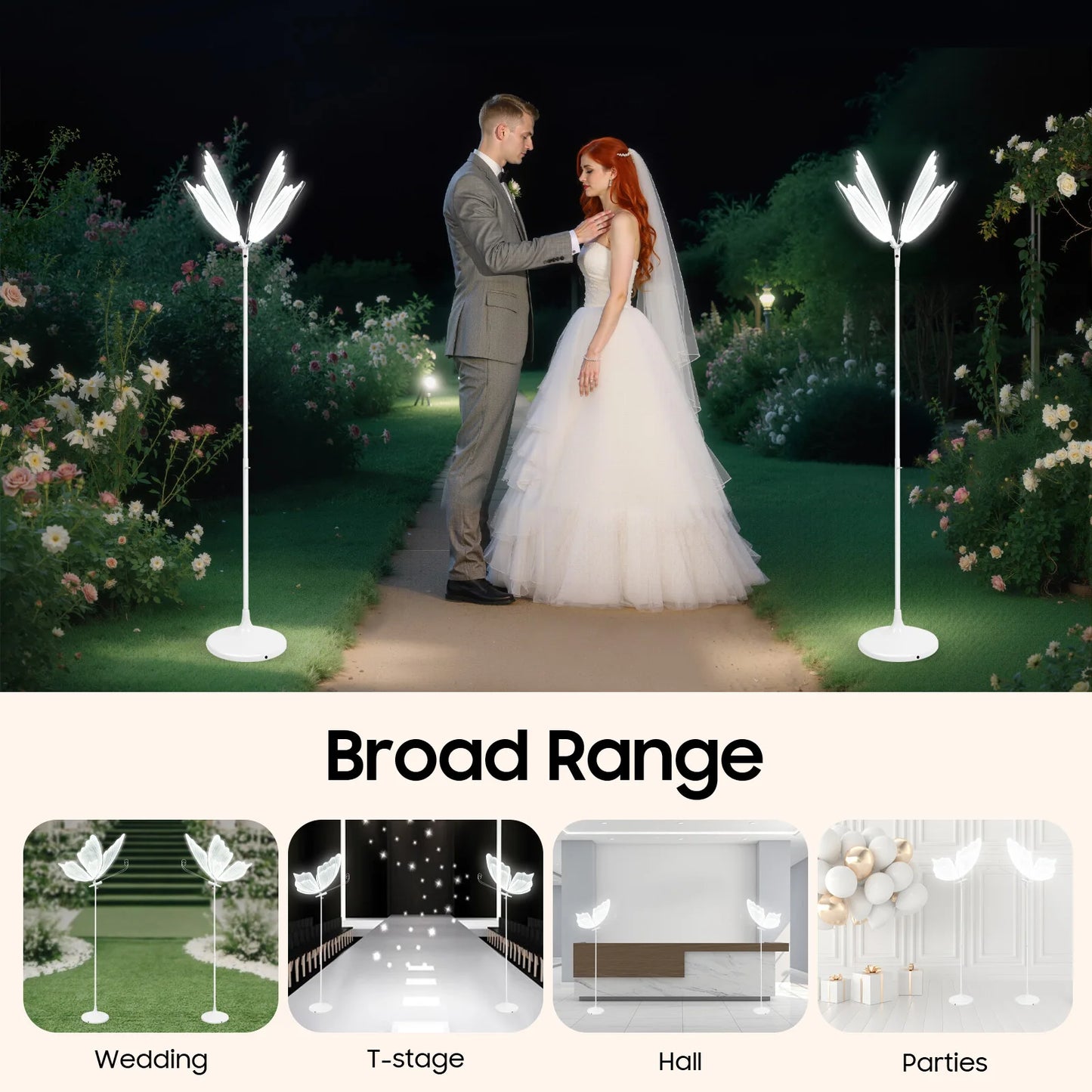 Bymaocar Butterfly LED Wedding Lights Adjustable Floor Lamps For Decor