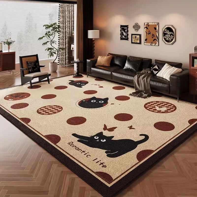 Facaishu Living Room Rug Cat Pattern Soft Cute Fleece Carpet