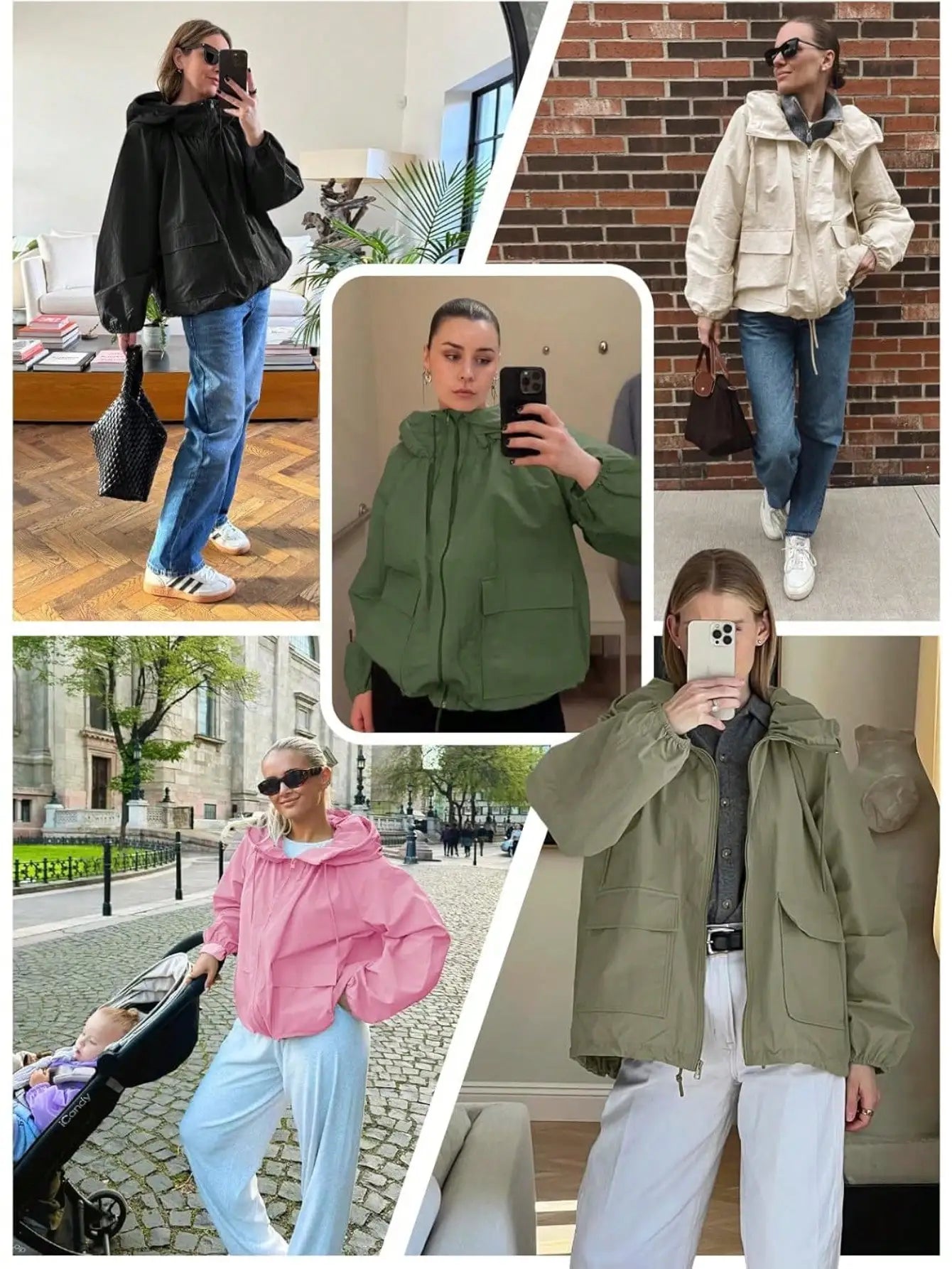 Women Waterproof Lightweight Hooded Nylon Windbreaker Jacket