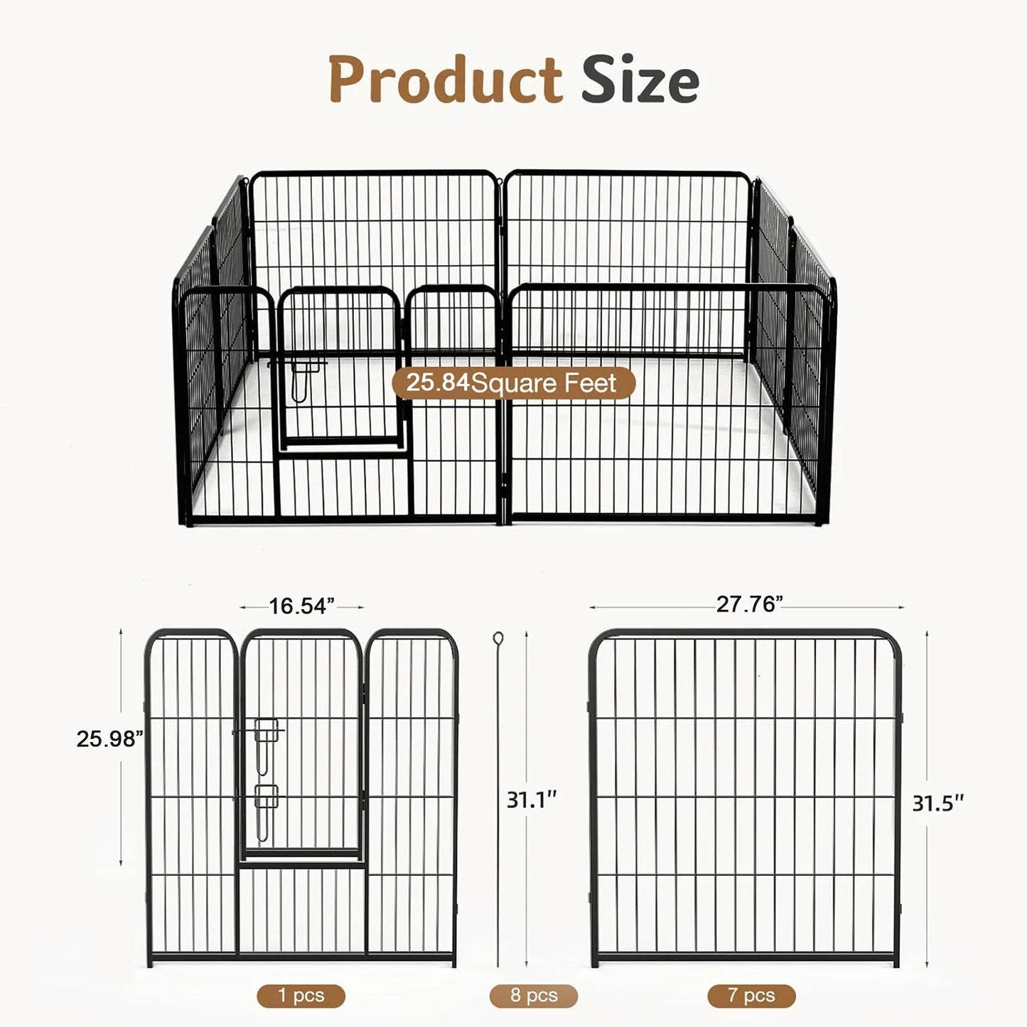 JHK Metal Dog Playpen For Safe Indoor Or Outdoor Exercise