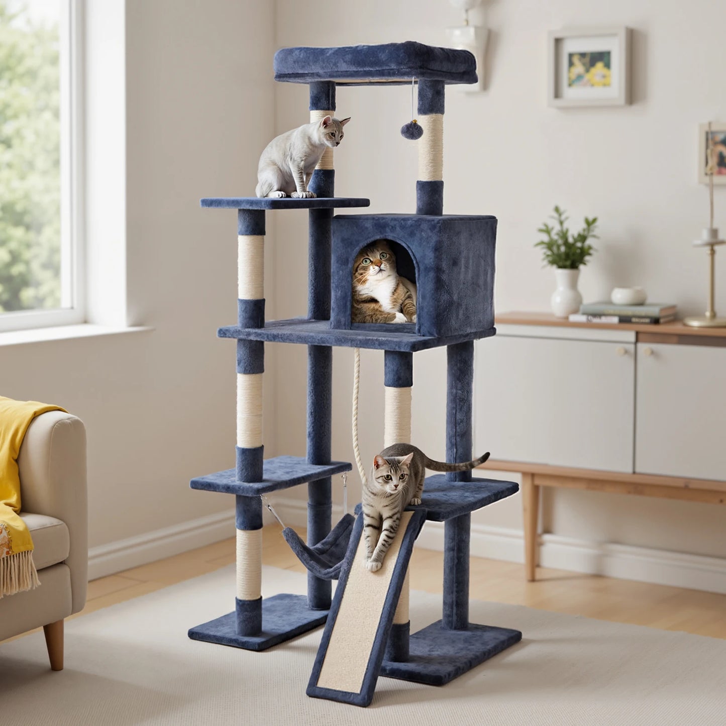 JHK Multilevel Cat Tree Climbing Tower With Sisal Scratching Posts