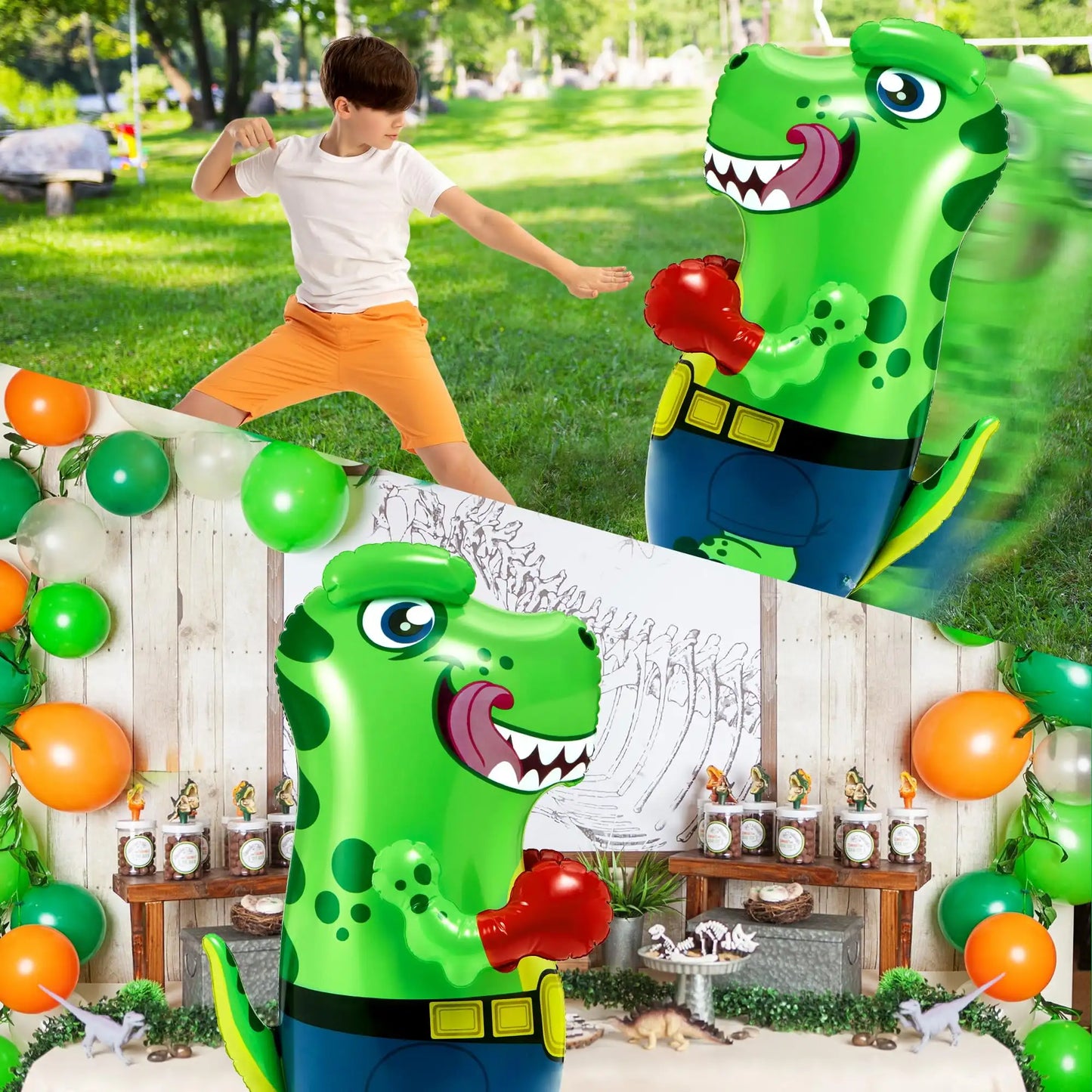 Joyfy Inflatable T-Rex Punching Bag for Kids Bounce-Back Action