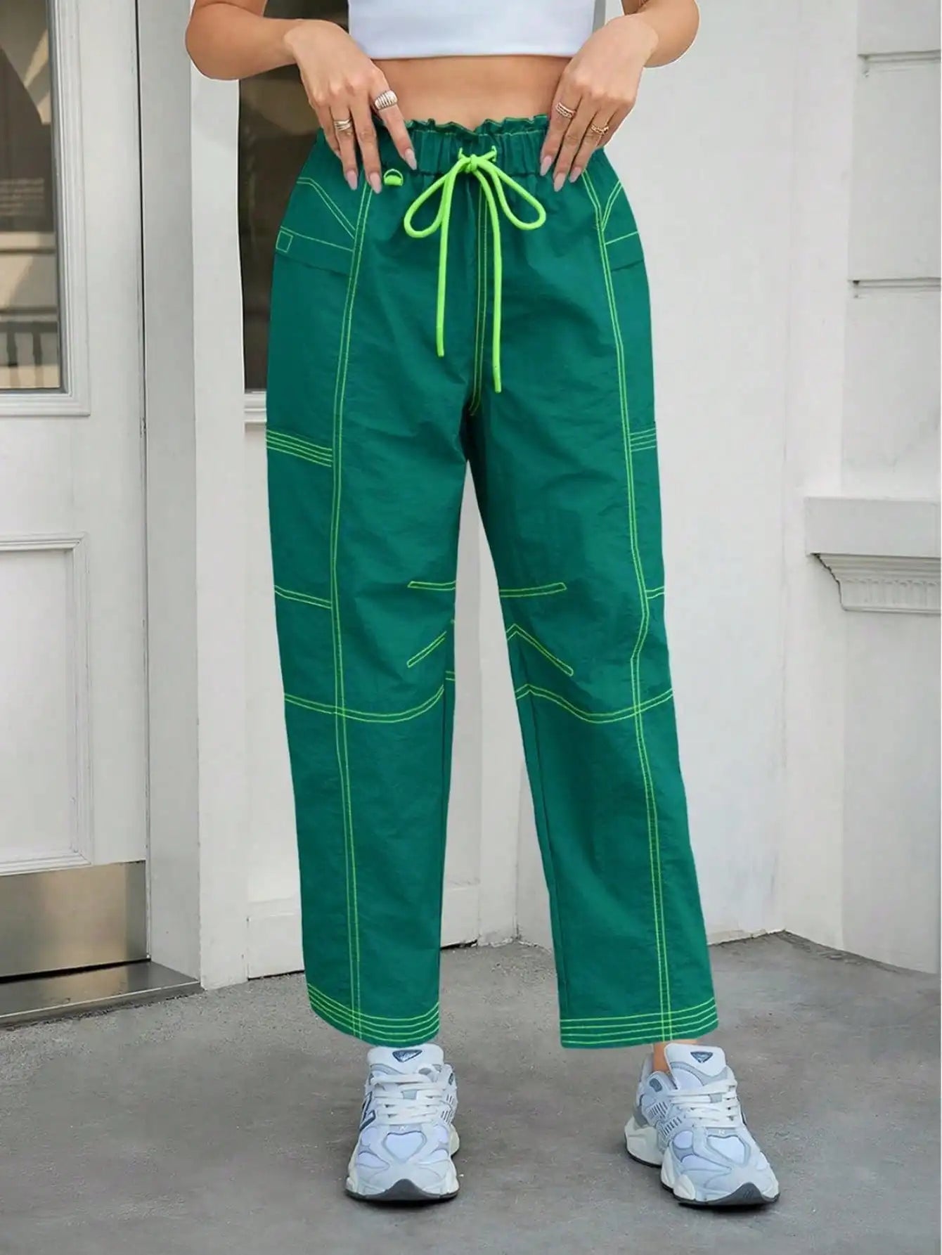 Fisoew Women's Baggy Cargo Joggers With Pockets For Casual Streetwear