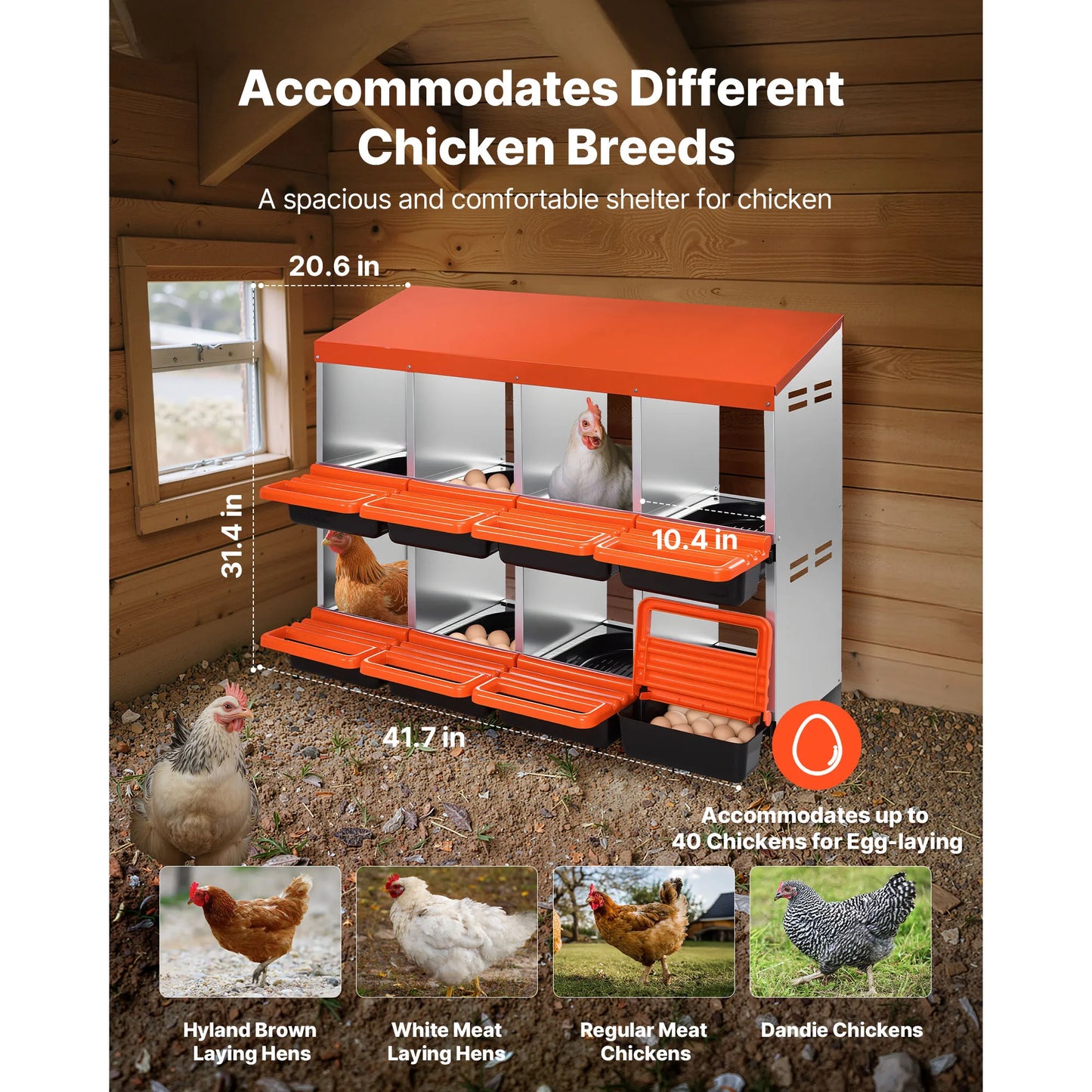SucceBuy Metal Chicken Nesting Boxes With Protective Rollout Lids