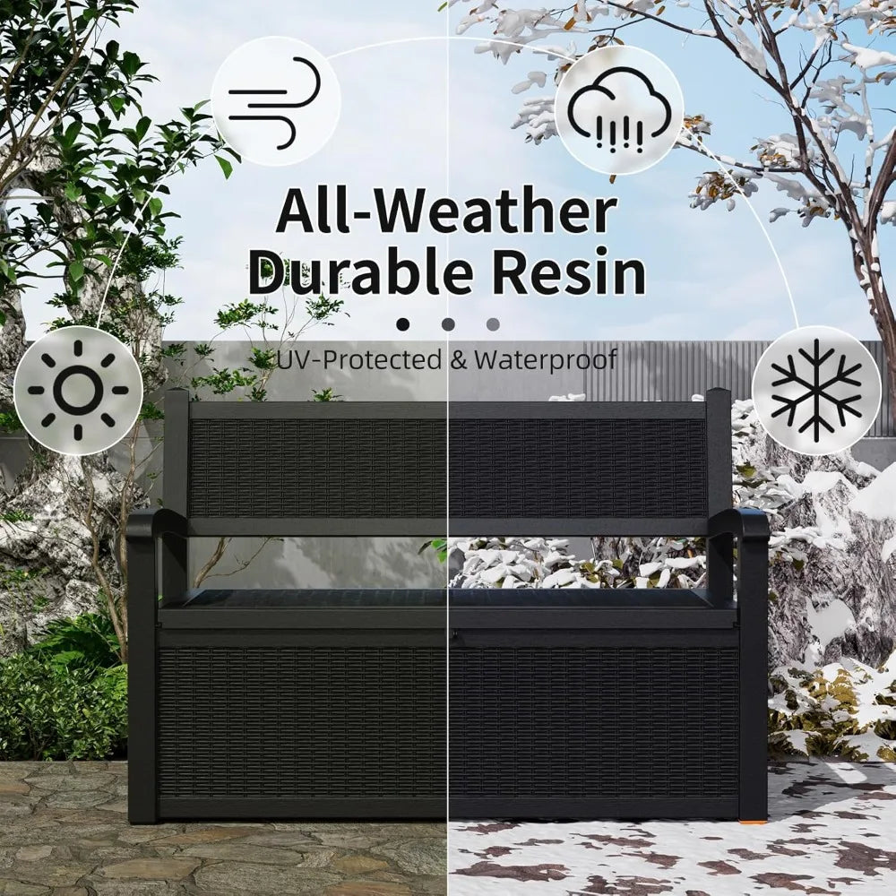 Outdoor Storage Bench Deck Box Waterproof Lockable For Patio