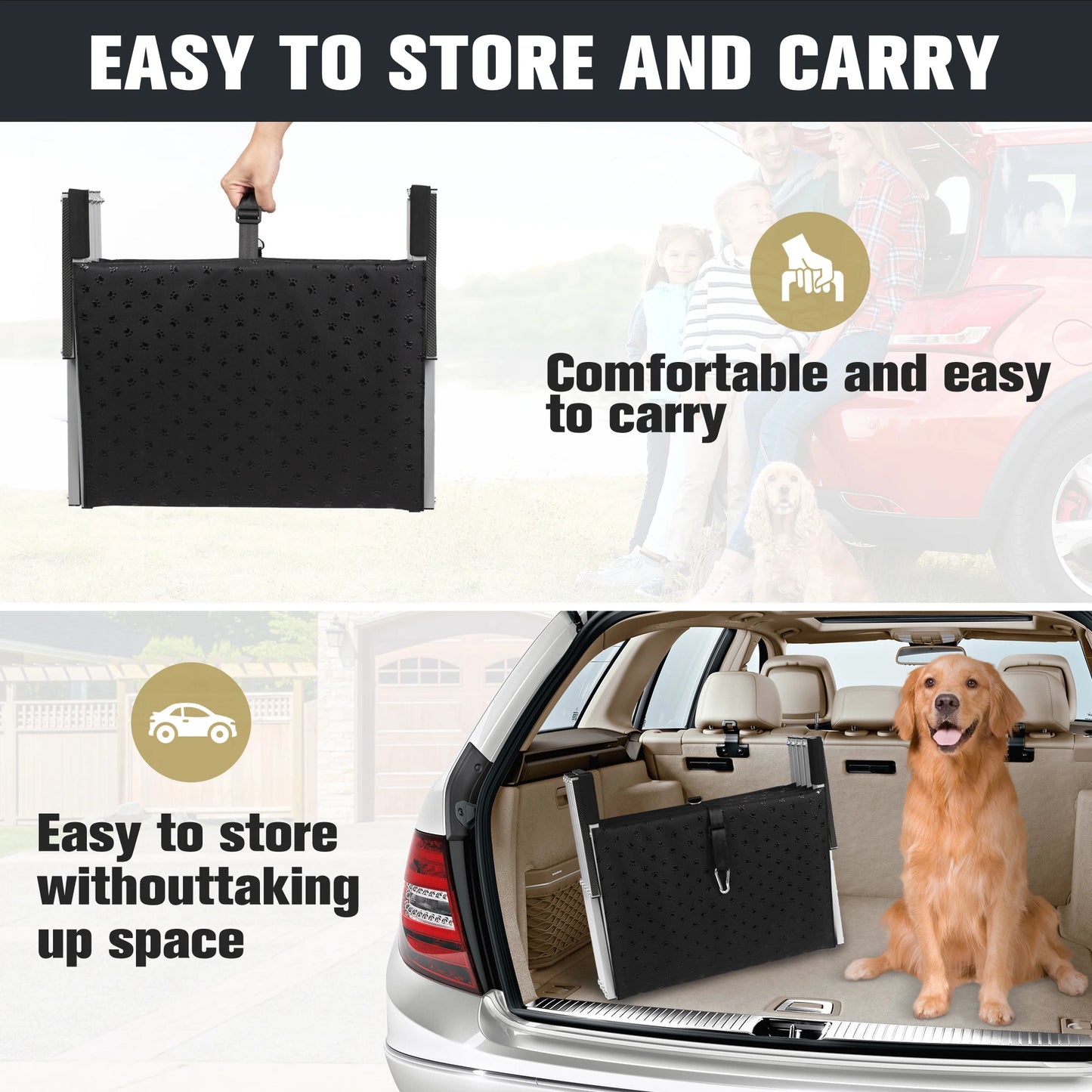 NONEDog Door Adjustable Foldable Stainless Steel Dog Stairs