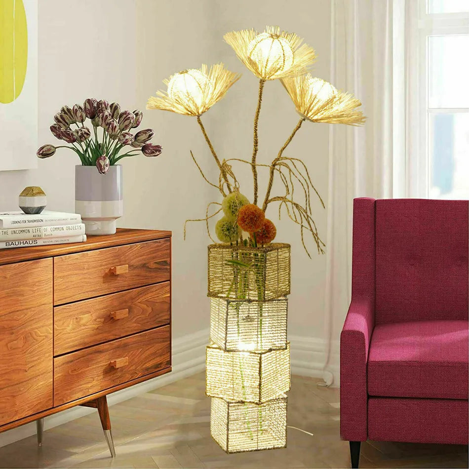 LUVODI Modern Decorative Floor Lamp With Rattan Tree Lantern