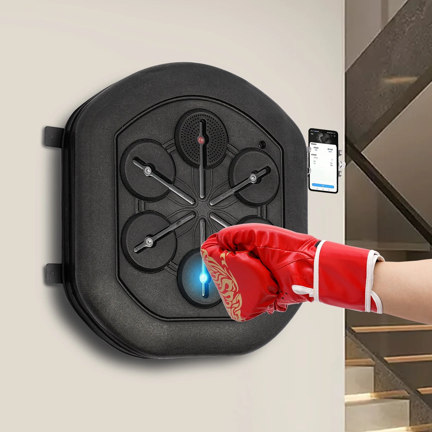 Music Boxing Machine Wall Mounted Led Light Boxing Equipment