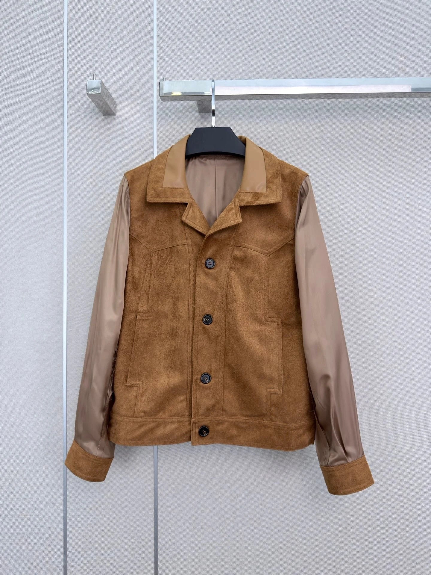 Women Leather Lapel Button Jacket For Autumn Winter Wear