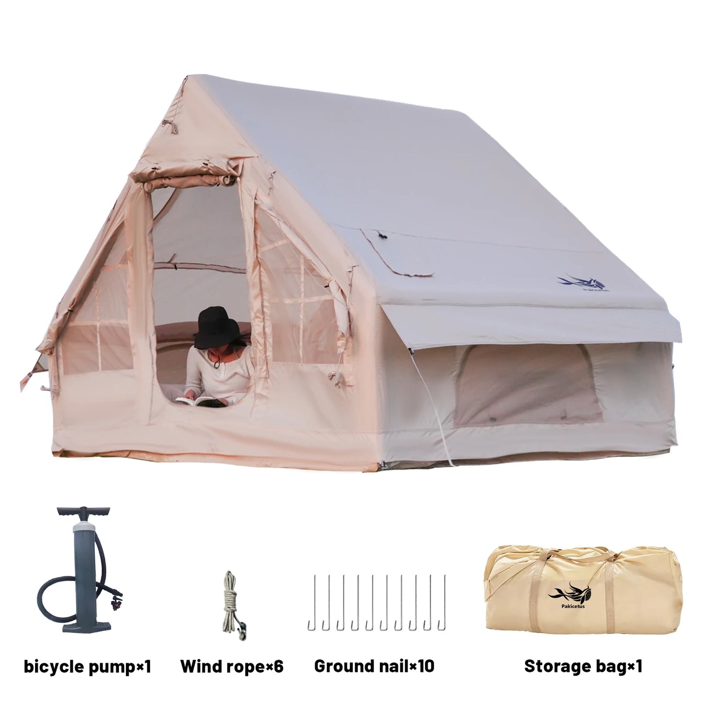 Pakicetus Inflatable Camping Tents For Four To Eight Stove Plug