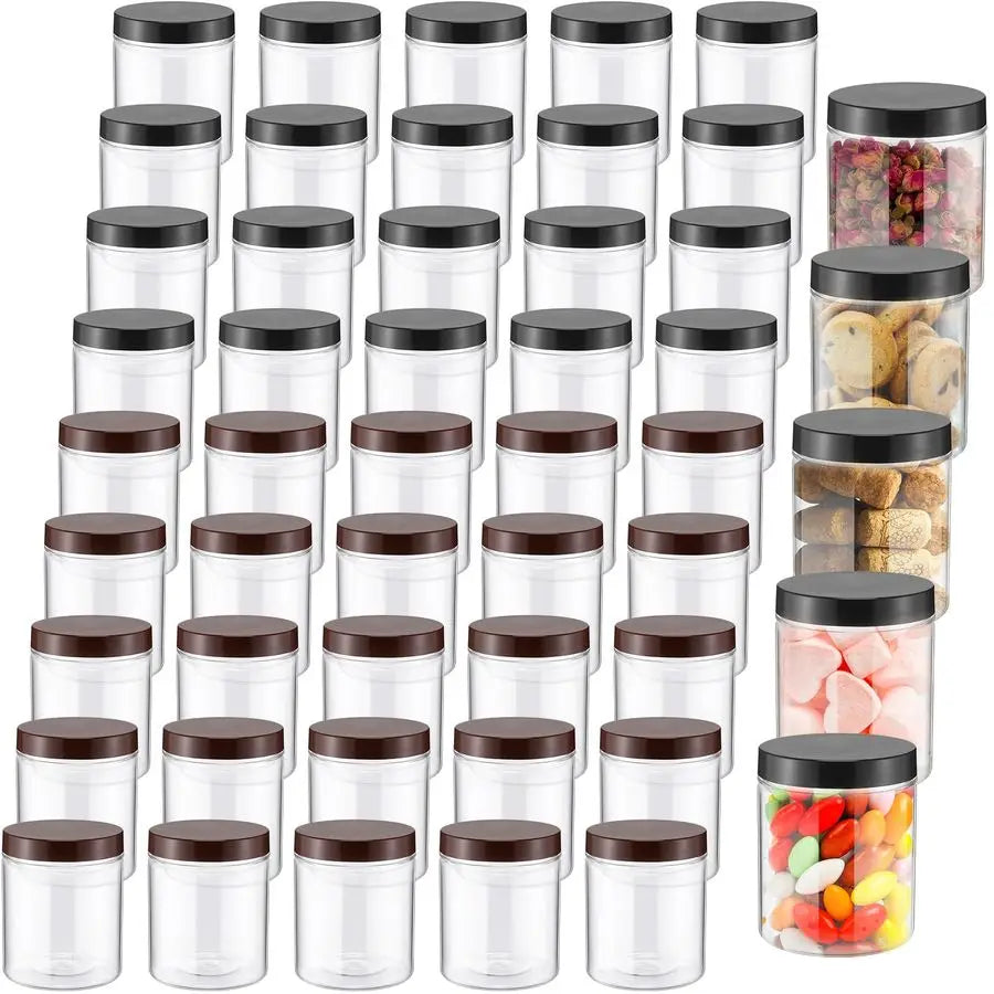 Plastic Jars With Lids 50 Pcs Reusable Storage Containers