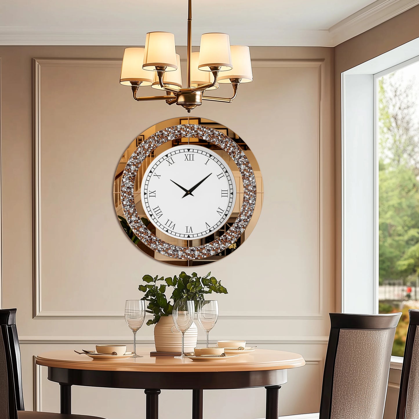 Elegant Crystalline Decorative Wall Clock With Quiet Mechanism
