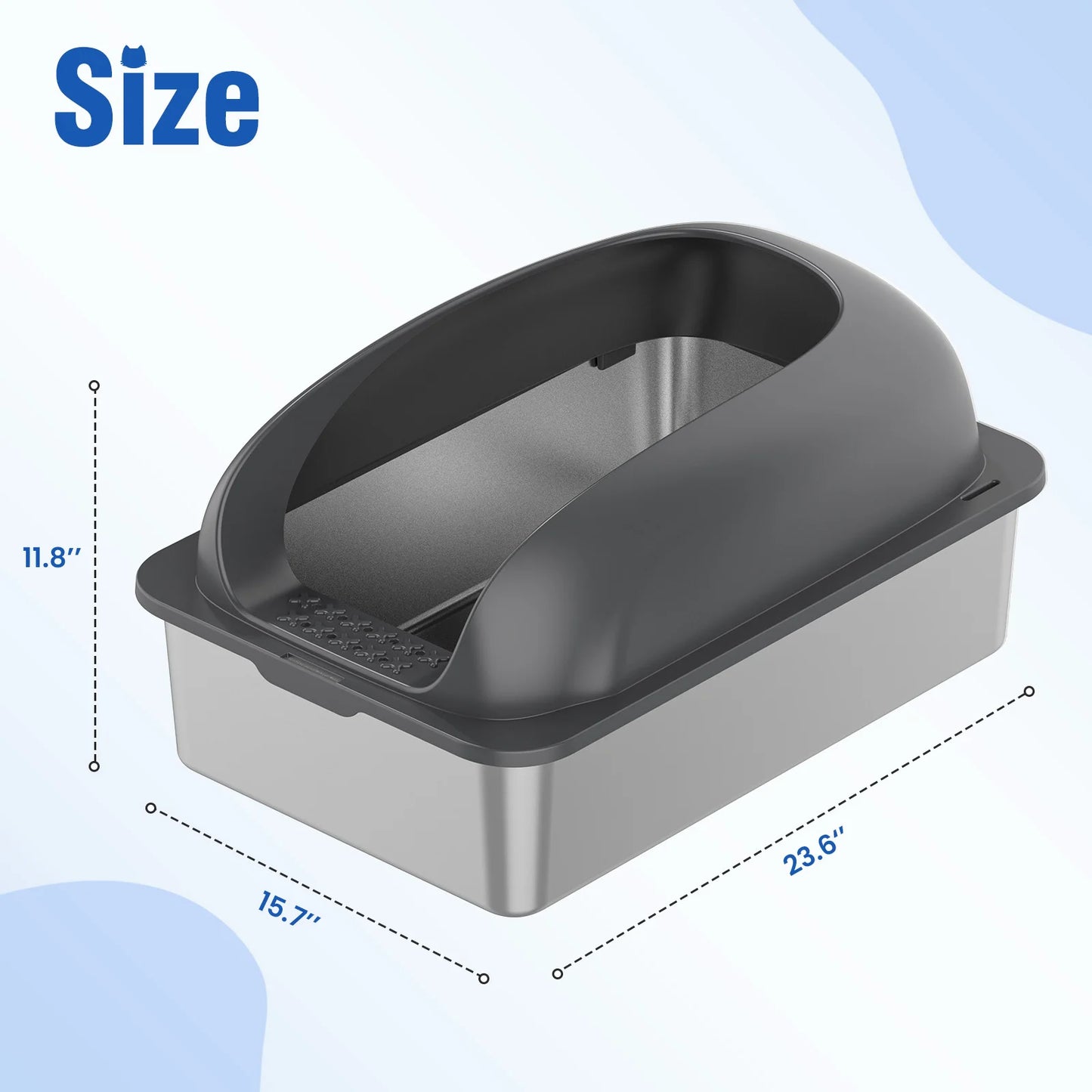 JHK Stainless Steel Semi Closed Cat Litter Box With Scoop