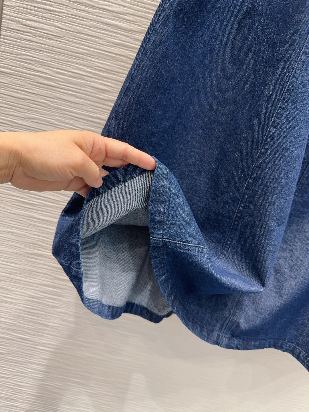 Women Denim Midi Skirt Featuring Front Zipper And Pocket Detail
