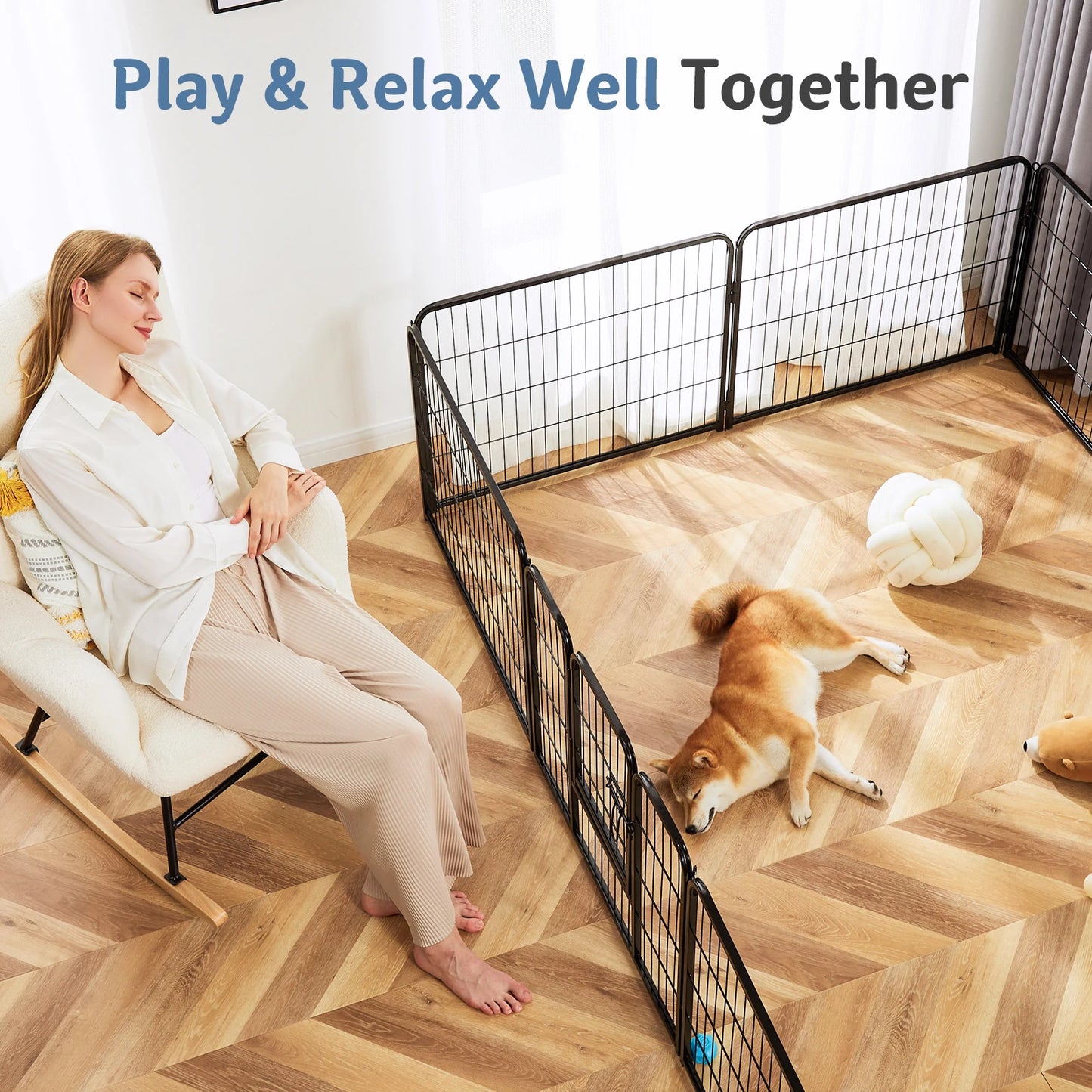 JHK Metal Dog Playpen For Safe Indoor Or Outdoor Exercise