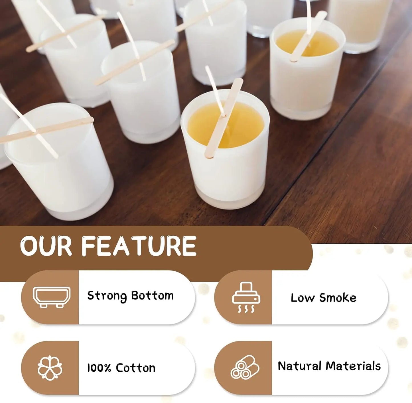 Cotton Candle Wick Set With Stickers And Holders For Candles