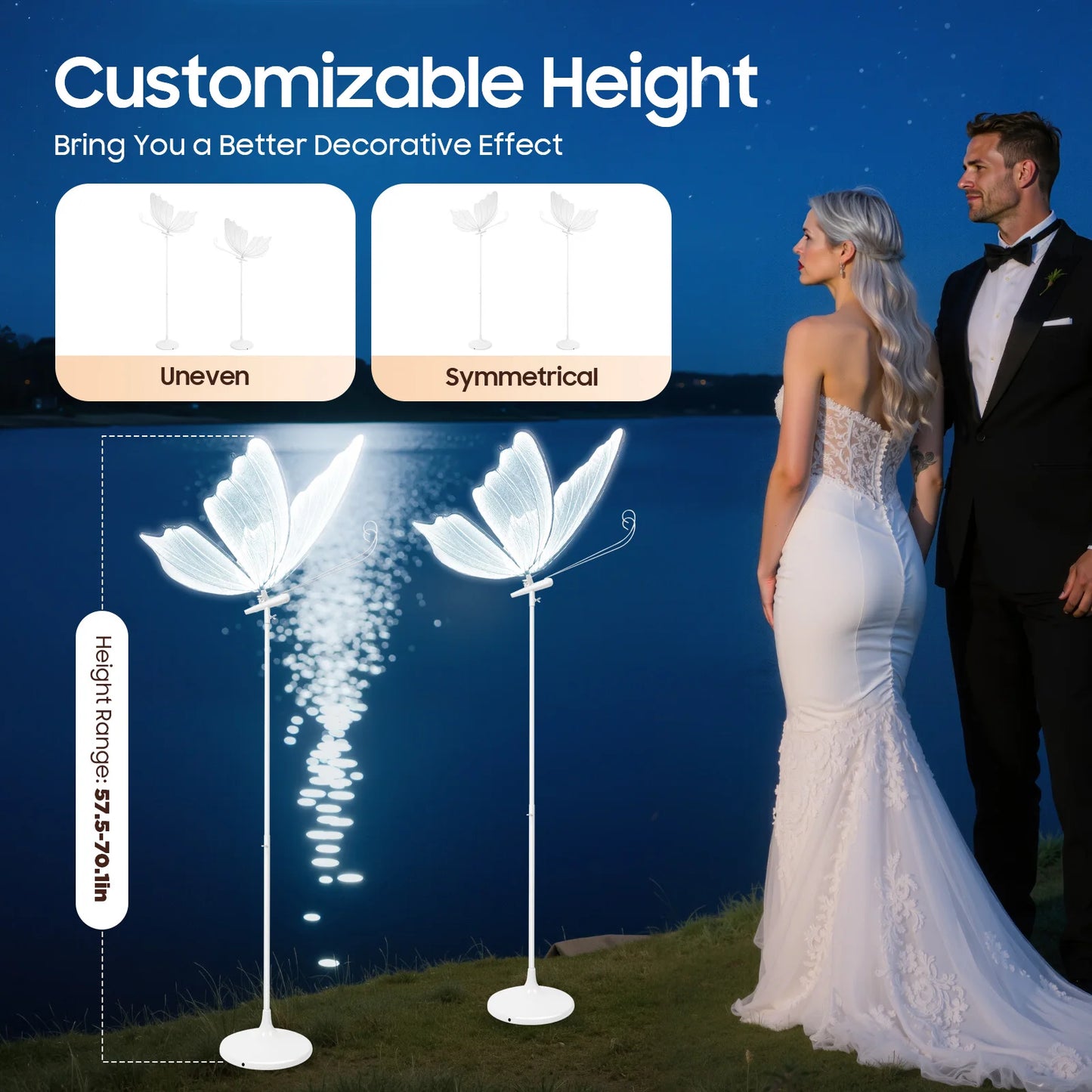 Bymaocar Butterfly LED Wedding Lights Adjustable Floor Lamps For Decor