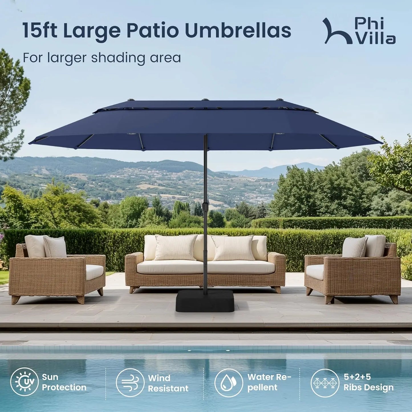 Large Patio Umbrella With Base Included And Stand All Weather