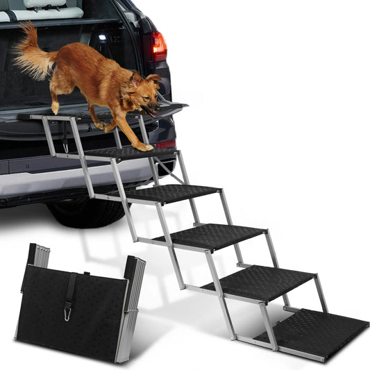 NONEDog Door Adjustable Foldable Stainless Steel Dog Stairs