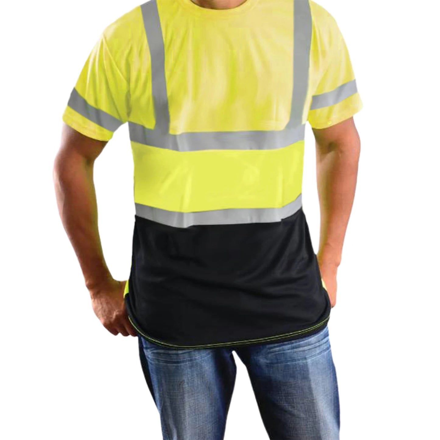 Men's Reflective Hi Vis Short Sleeve Safety Tee With Pocket