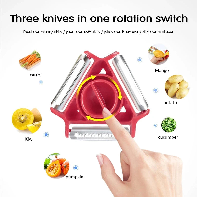 YOCITY 3 In 1 Magic Trio Peeler Set Slicer Shredder Julienne Cutter