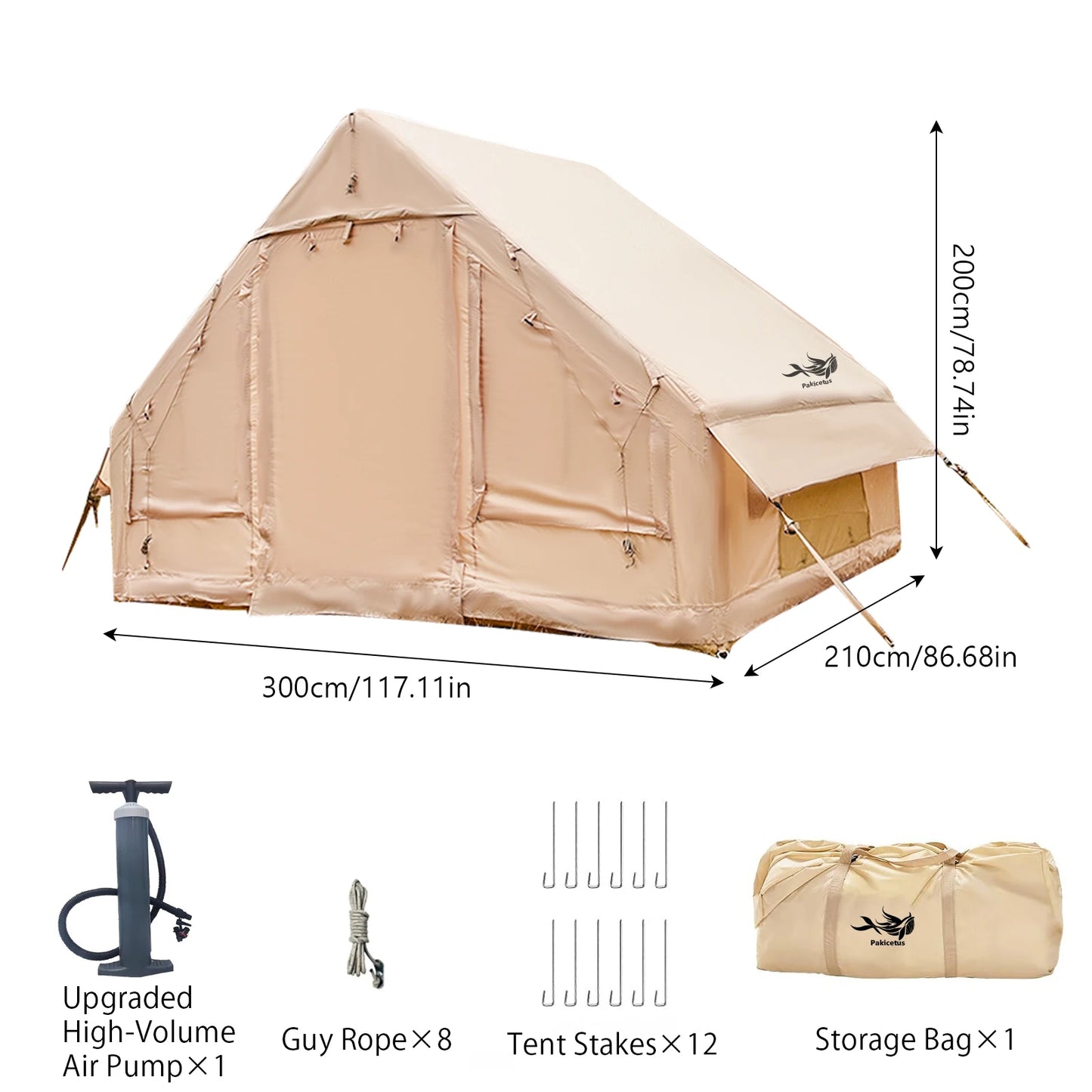 Pakicetus Inflatable Tent With Skylight Quick Setup 4 To 6