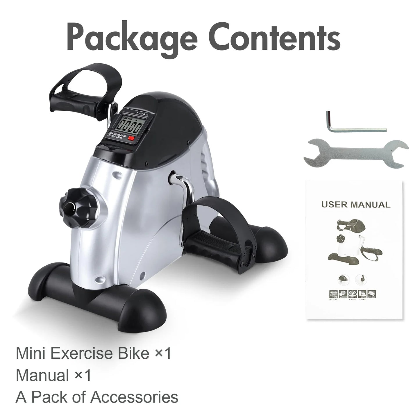 Under Desk Pedal Exerciser Mini Exercise Bike With LCD