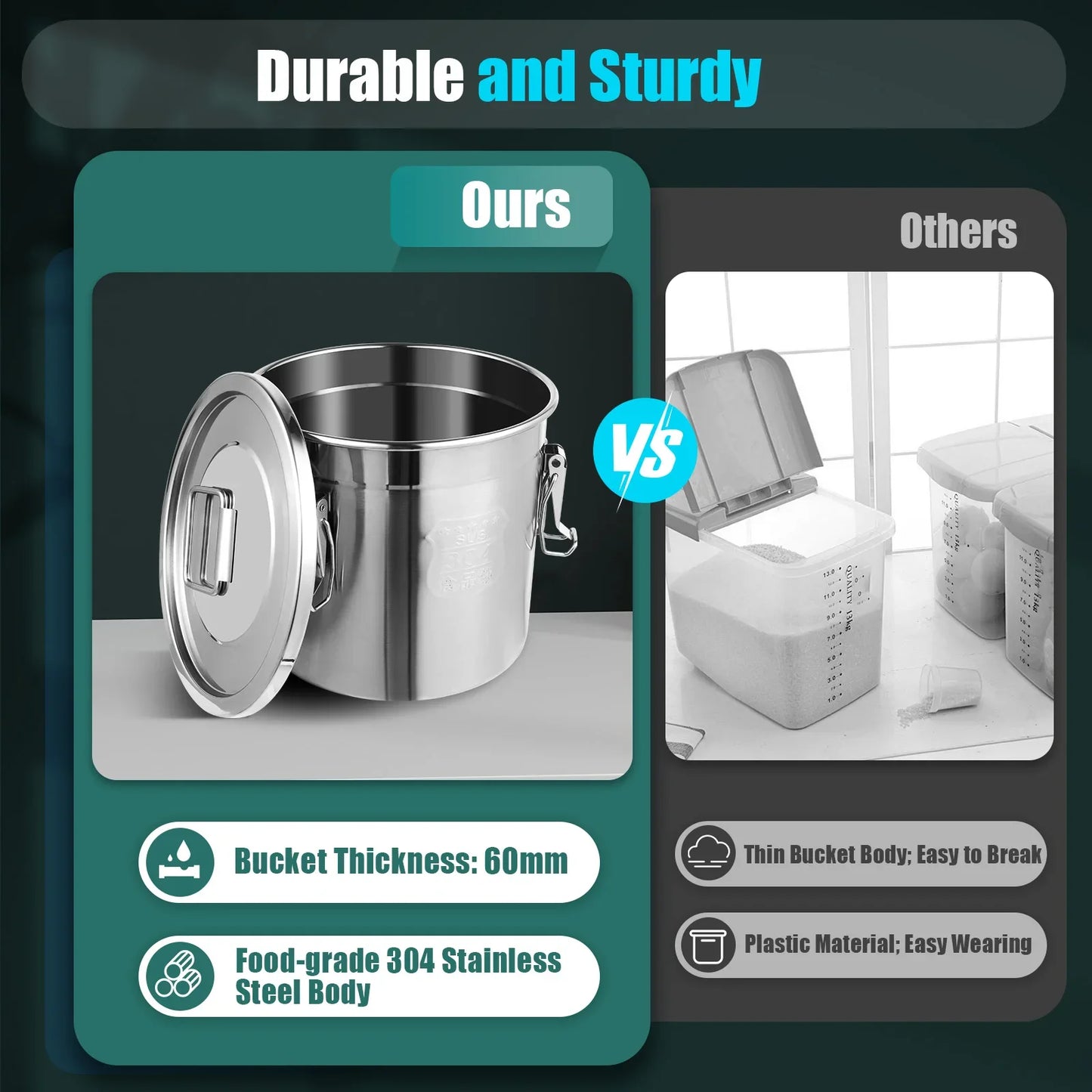 304 Stainless Steel Airtight Canisters With Lids And Locking Clamp