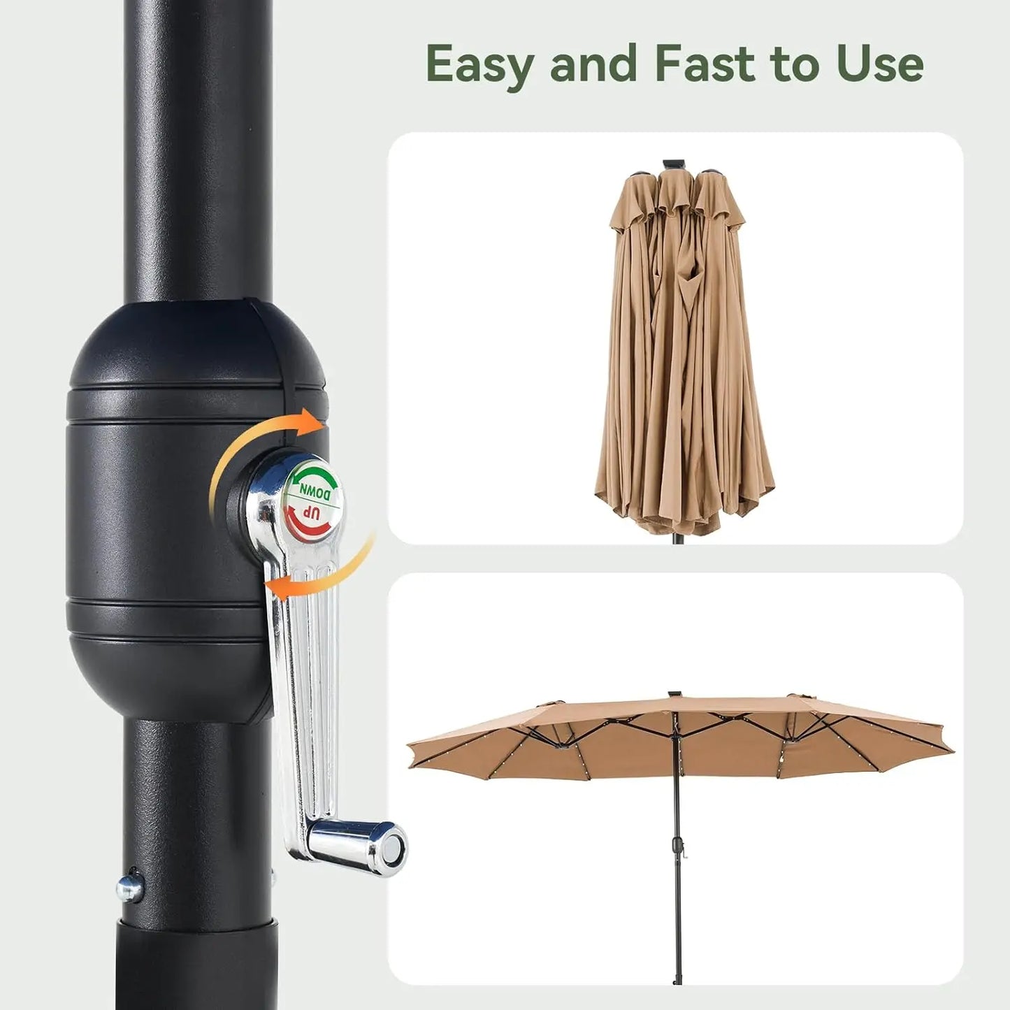 Patio DoubleSided Rectangular Umbrella With Crank And Base