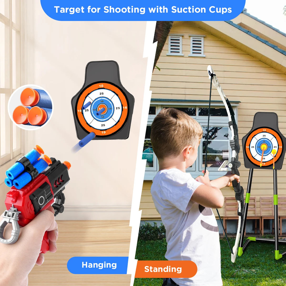 VATOS Bow Arrow Gun Toy Set For Kids Archery Target
