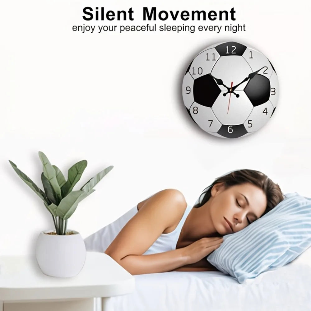 XMSJ Silent Round Soccer Wall Clock For Home Decor