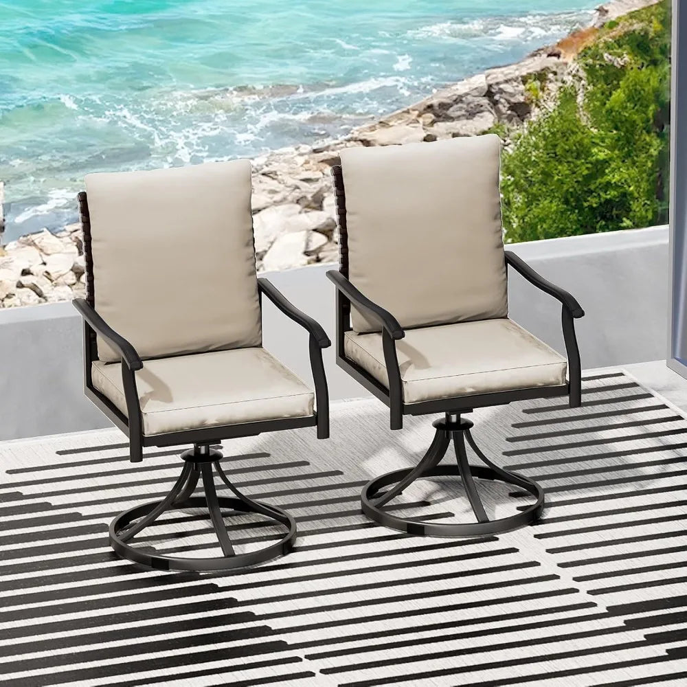 5-Piece Outdoor Patio Dining Set With Swivel Chairs Round Table